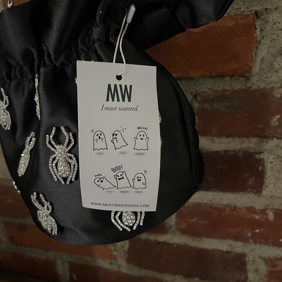 Most wanted black satiny looking material with spiders new tags great for - Picture 7 of 9